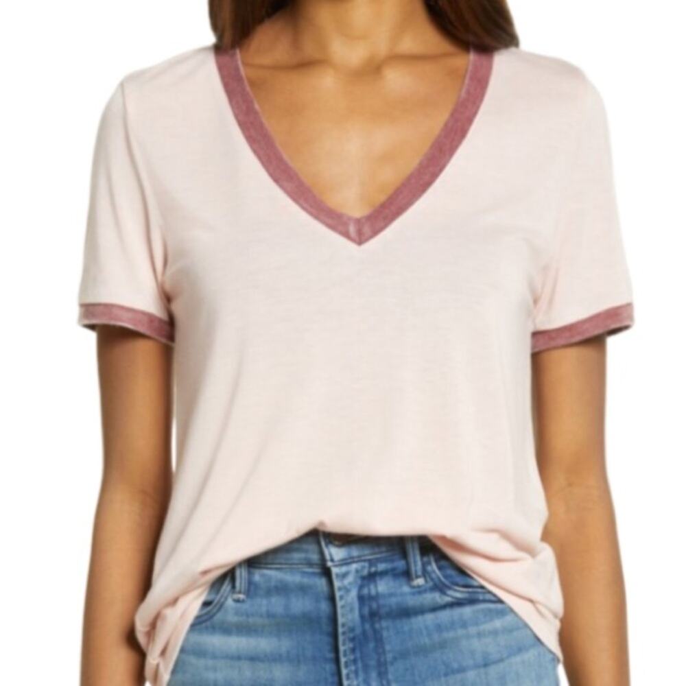 Treasure & Bond Ringer V-Neck T-Shirt Size XXS